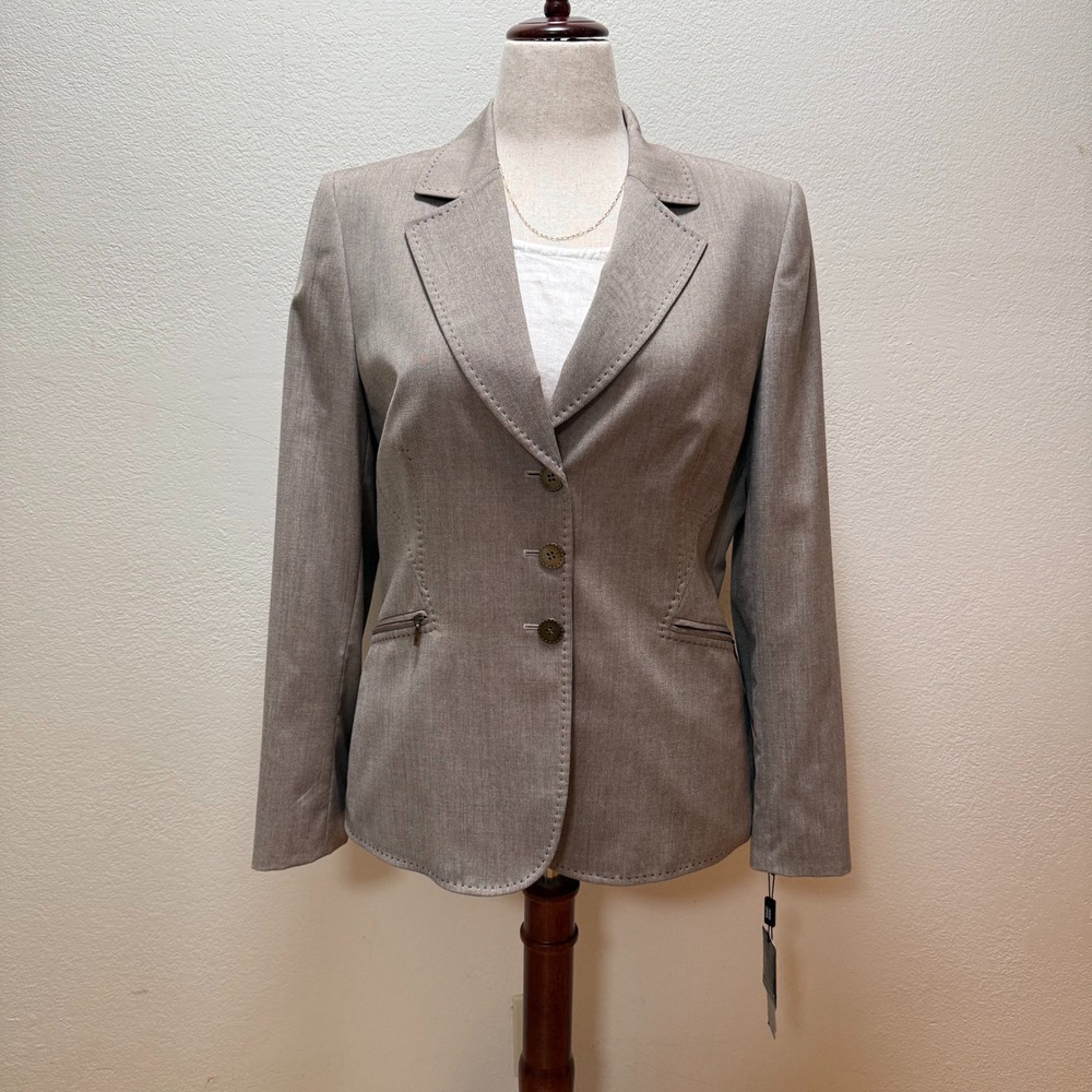 NWT Tahari Arthur S. Levine Taupe Elegant Beige Blazer Jacket Size 12‎